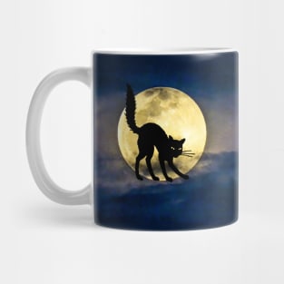 Halloween Black Cat with Moon Mug